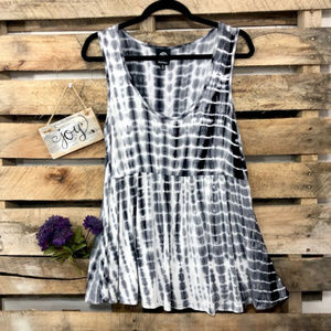 Bobeau Tie-Dye Swing Tank With Flounce Hem | Sz. M